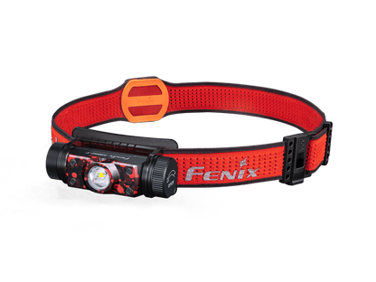 Magma HM62-T headlamp with red SPORT headband in a three-quarter view.