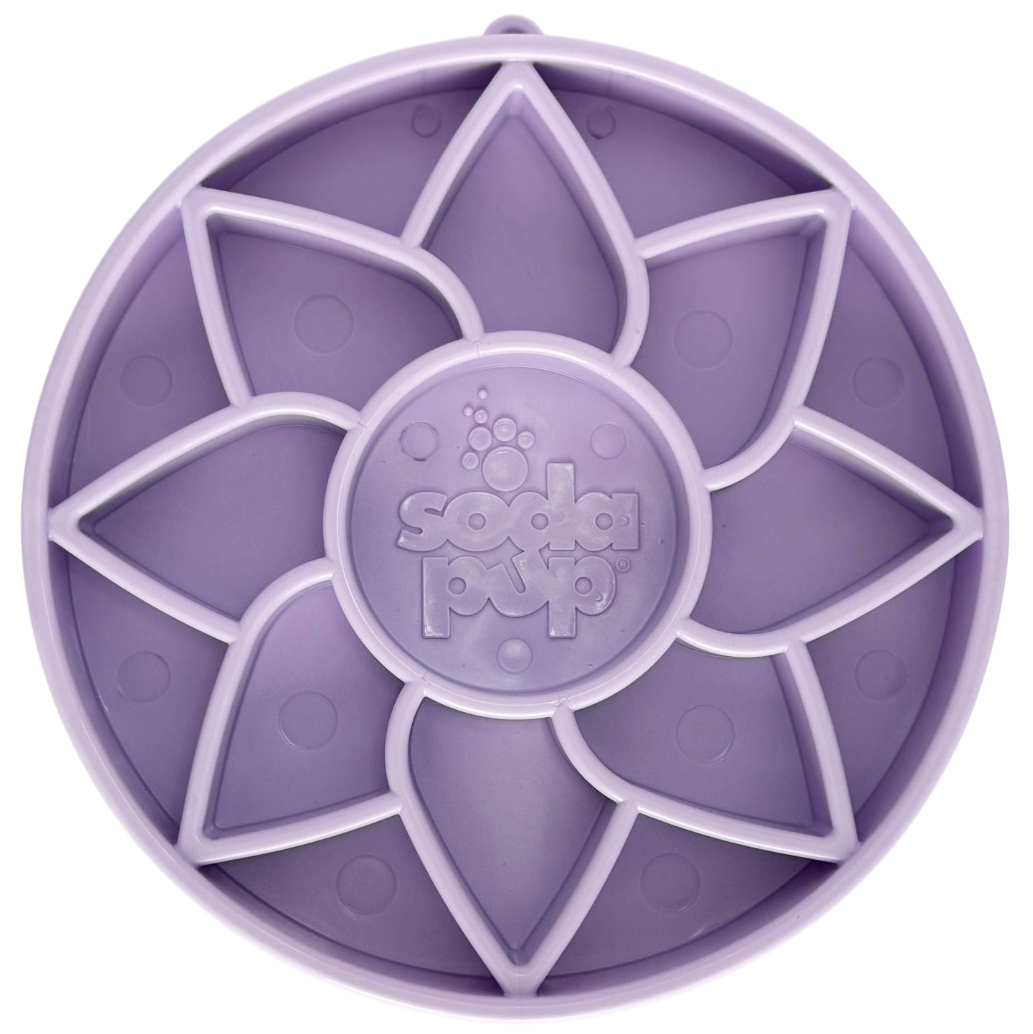 Pastel Purple SodaPup Sunflower Softie slow feeder bowl, top view