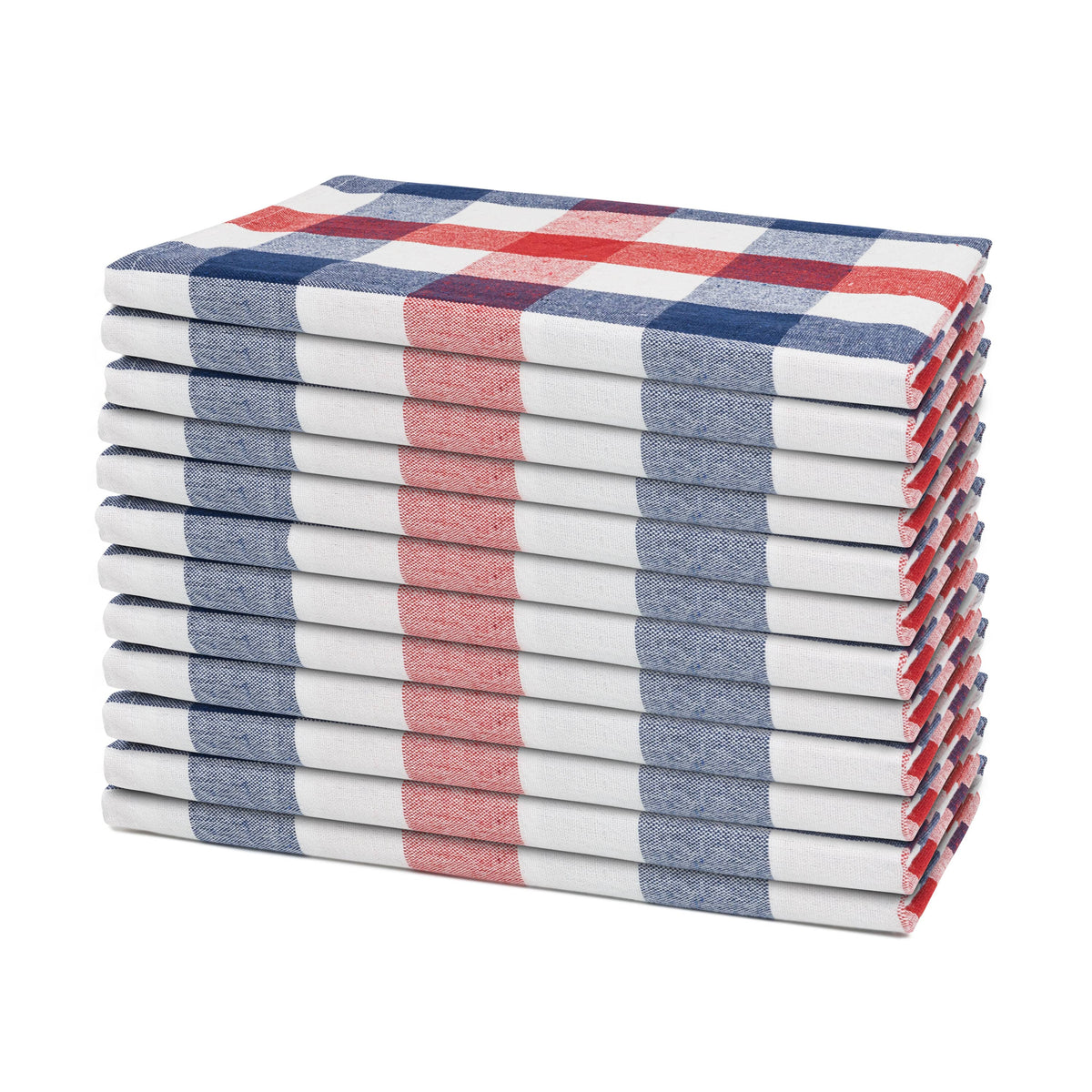 Red and blue plaid cotton dinner napkins