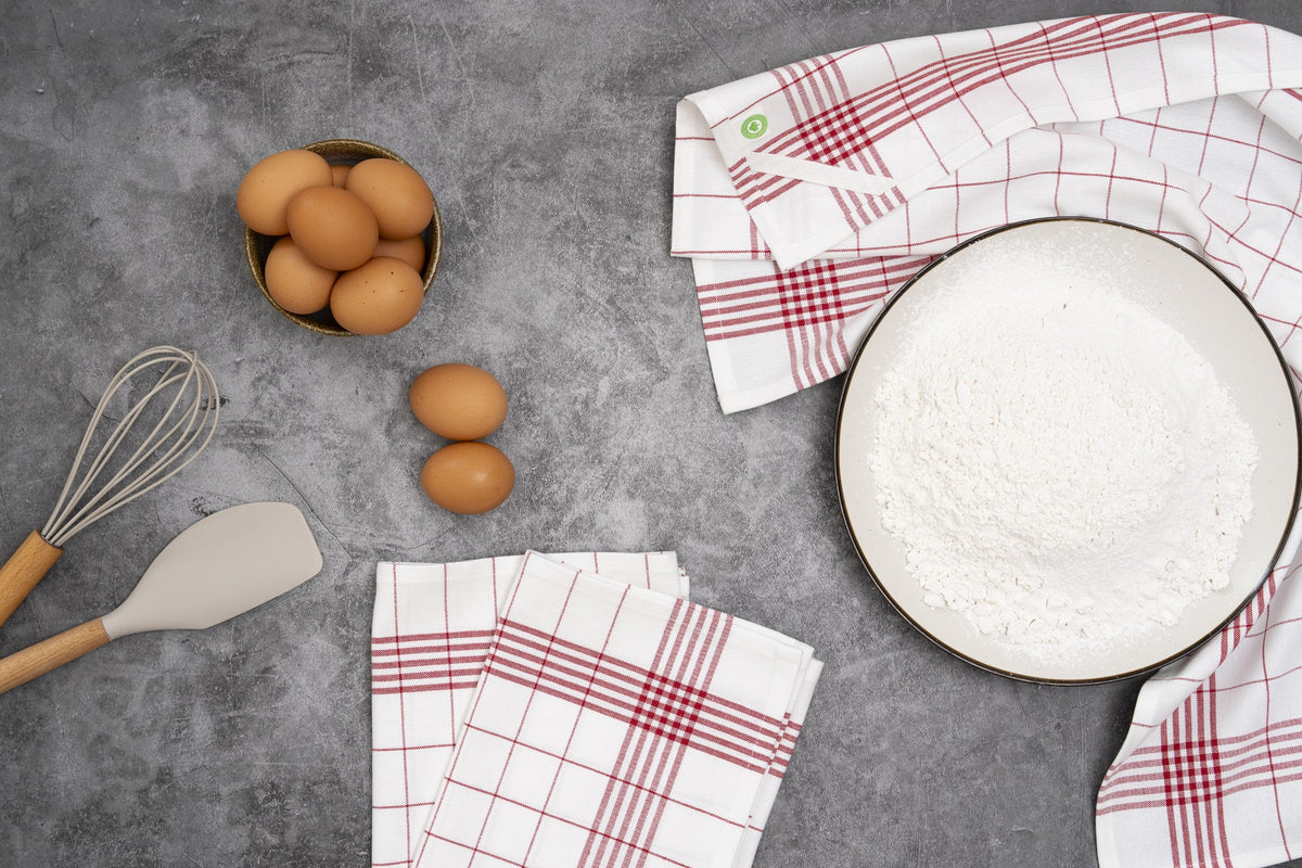 Windowpane Cotton Kitchen Towels — Set of 6