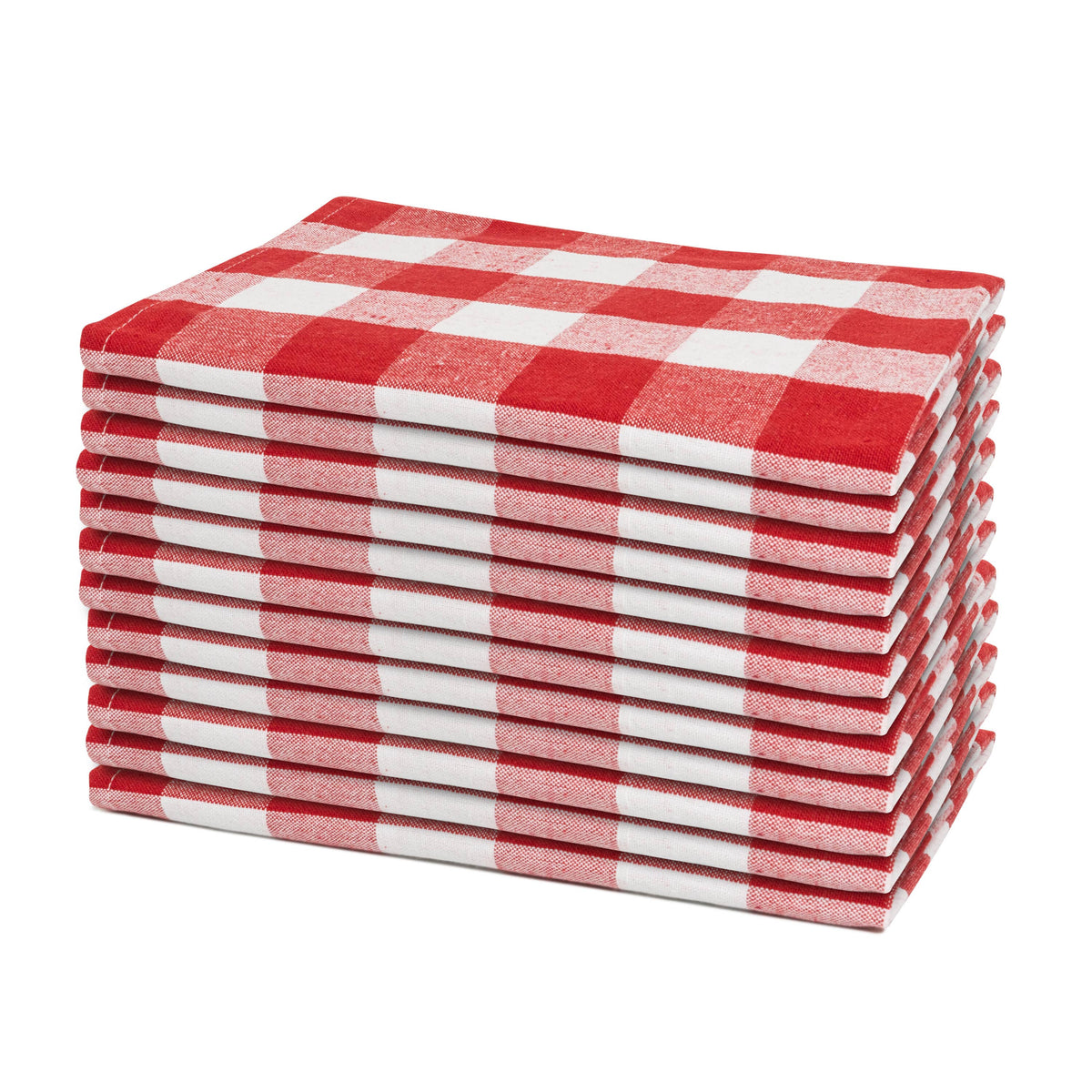 Red and white plaid cotton dinner napkins