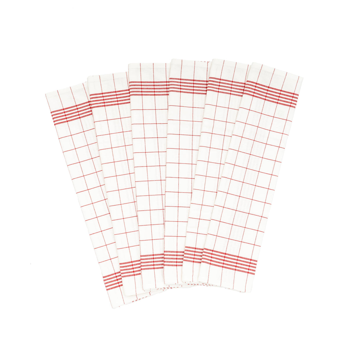 Windowpane Cotton Kitchen Towels — Set of 6