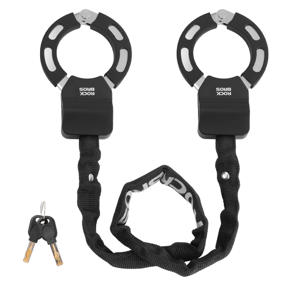ROCKBROS black chain lock with two circular locking ends and two keys