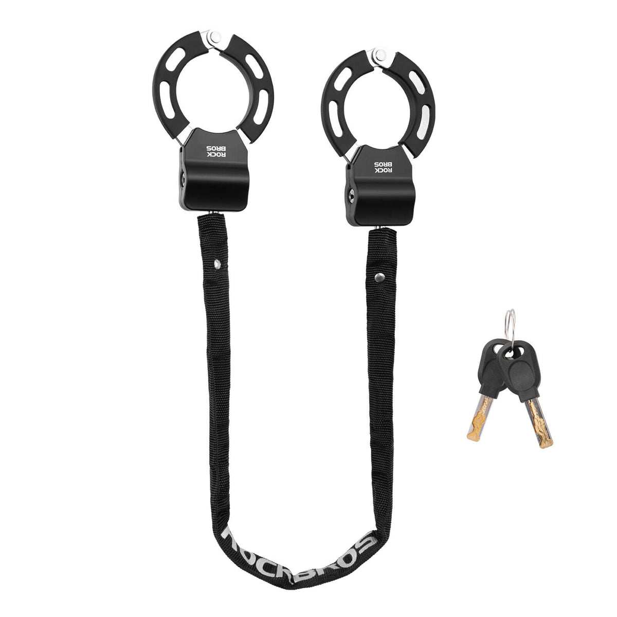 ROCKBROS chain lock laid straight with its pair of keys