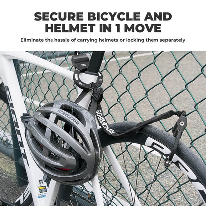 ROCKBROS chain lock securing a bicycle frame and helmet