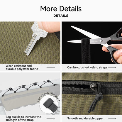 Polyester fabric, strap, buckle and zipper details
