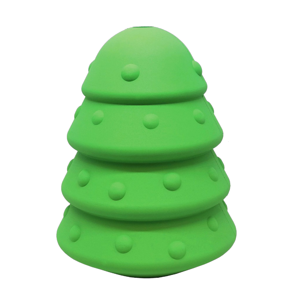 Large green SodaPup Christmas Tree rubber dog toy