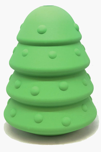 Front view of the Large green Christmas Tree rubber dog toy