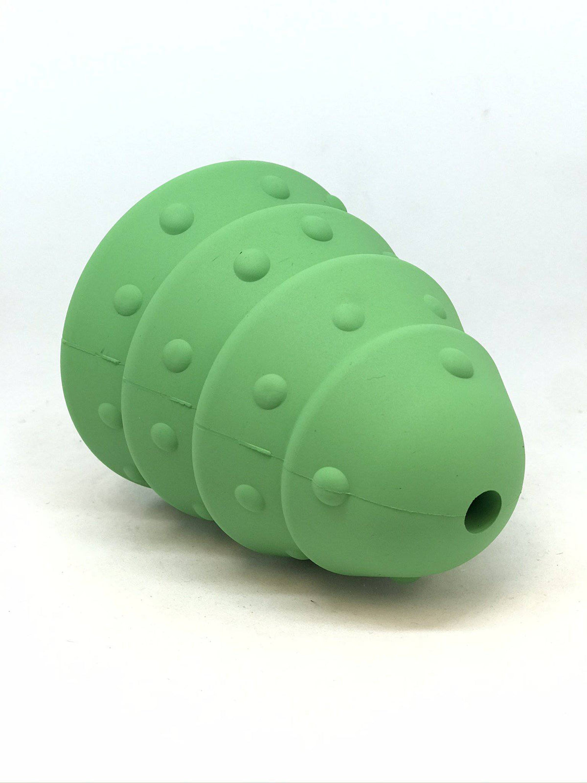 Green Christmas Tree rubber dog toy shown on its side