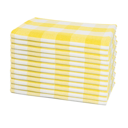 Yellow and white plaid cotton dinner napkins