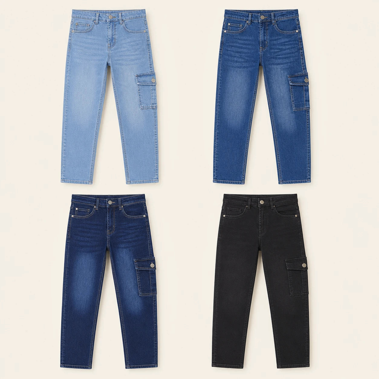 Boys Six-Pocket Denim Cargo Trousers